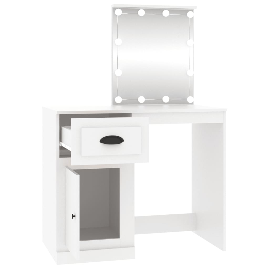 vidaXL Toaletní stolek s LED bílý 90 x 50 x 132,5 cm kompozitní dřevo