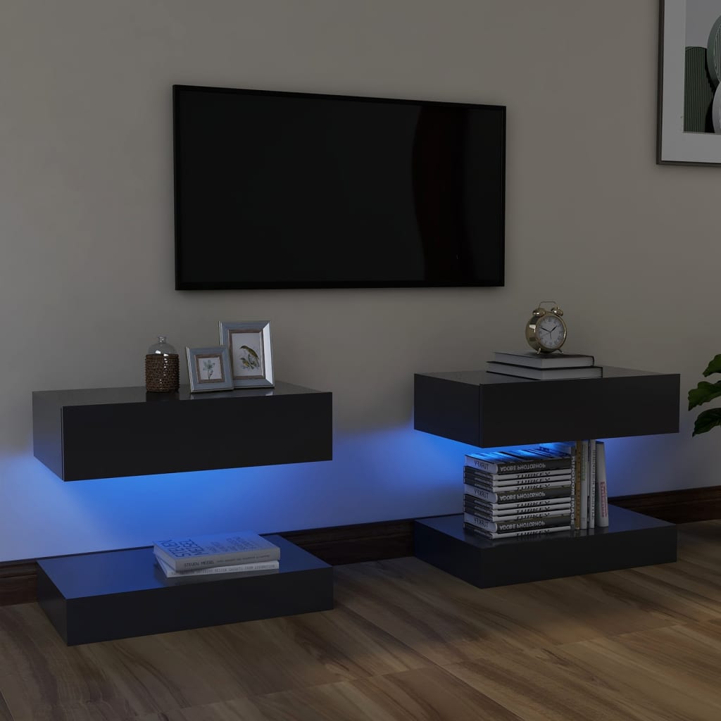 vidaXL TV skříňky s LED osvětlením 2 ks šedé 60 x 35 cm