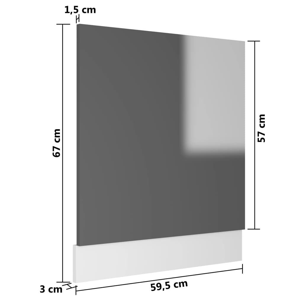 vidaXL Panel na myčku šedý vysoký lesk 59,5 x 3 x 67 cm dřevotříska