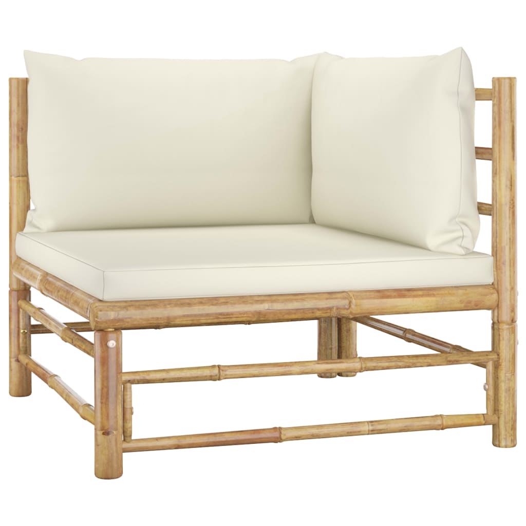 vidaXL 7dílná zahradní sedací souprava + krémově bílé podušky bambus