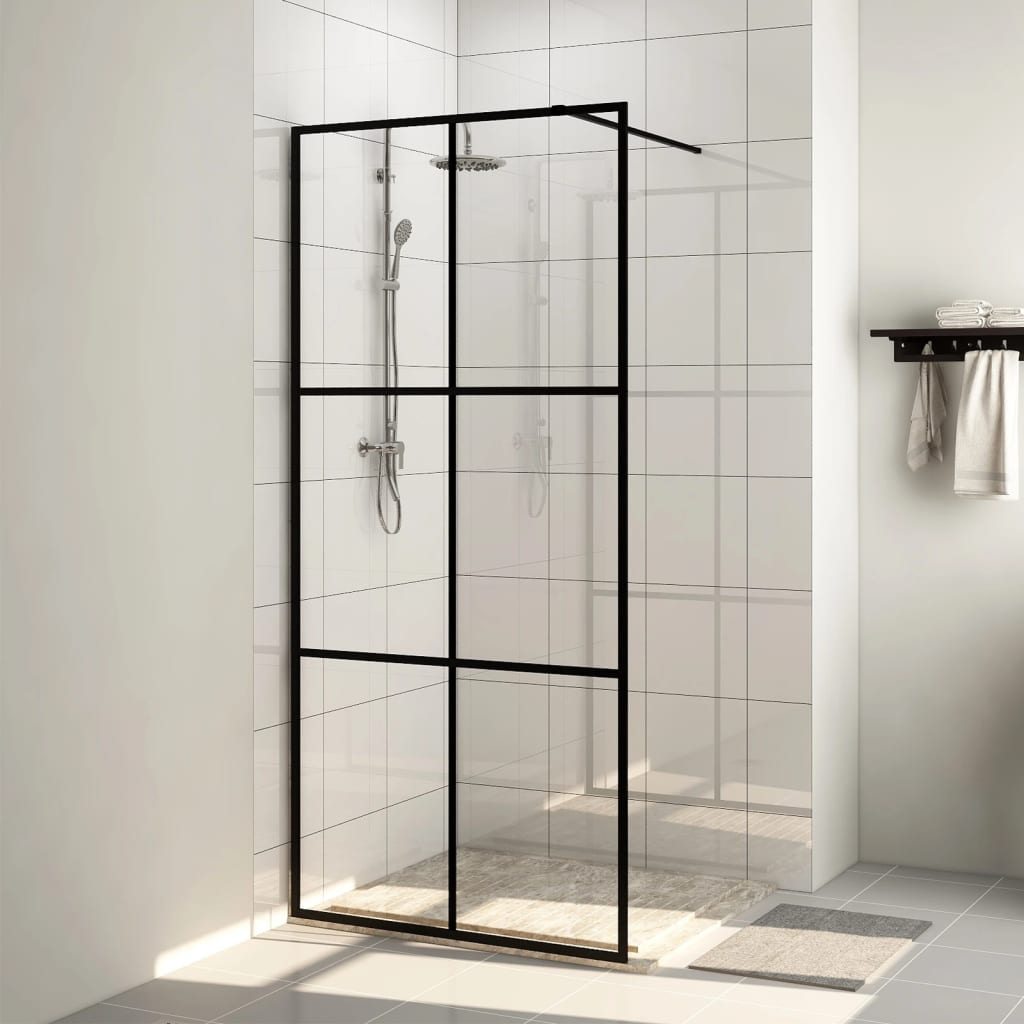 vidaXL Zástěna do průchozí sprchy čiré ESG sklo 80 x 195 cm černá