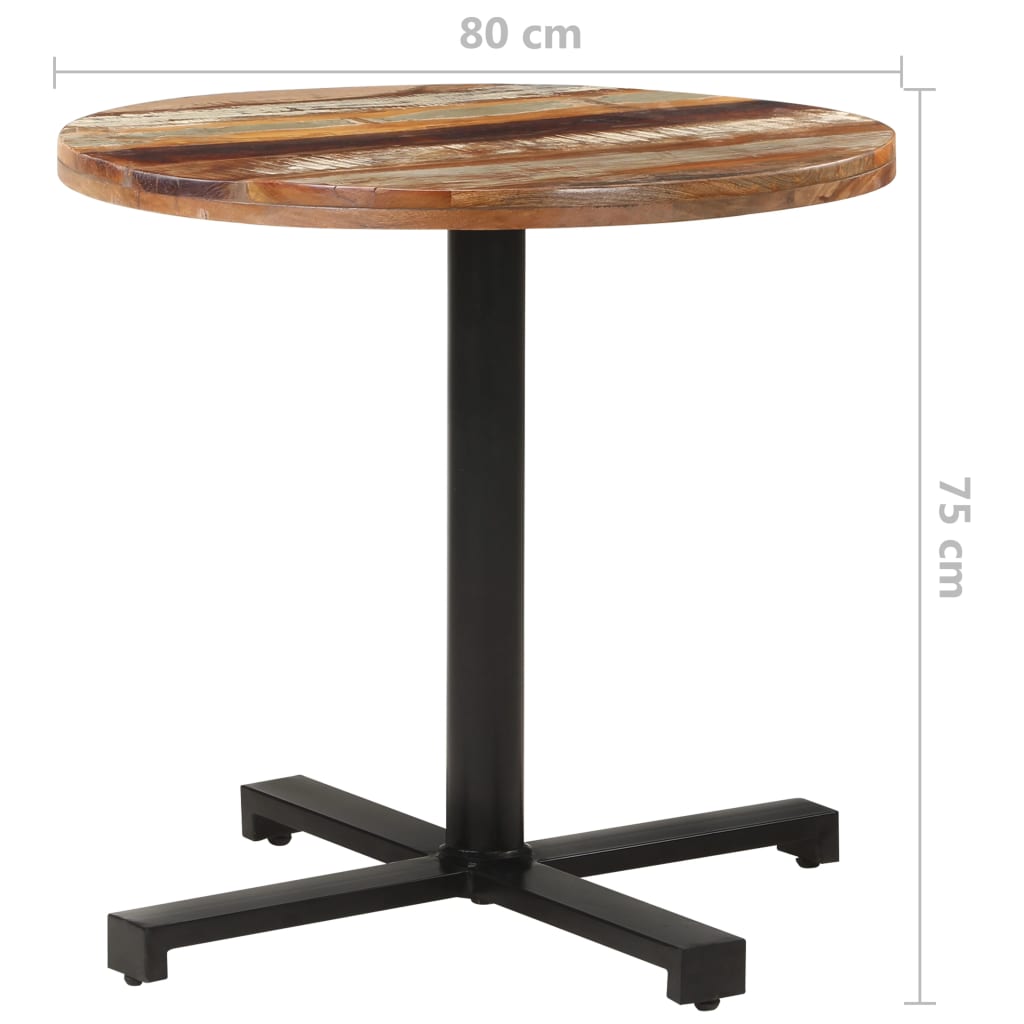 vidaXL Bistro stolek kulatý Ø 80 x 75 cm masivní recyklované dřevo