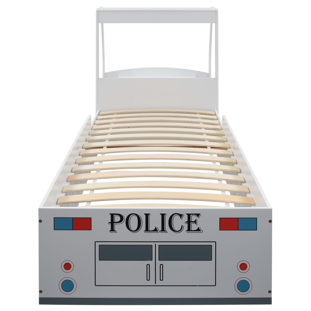vidaXL Dětská postel policejní auto+matrace z paměťové pěny 90x200 cm