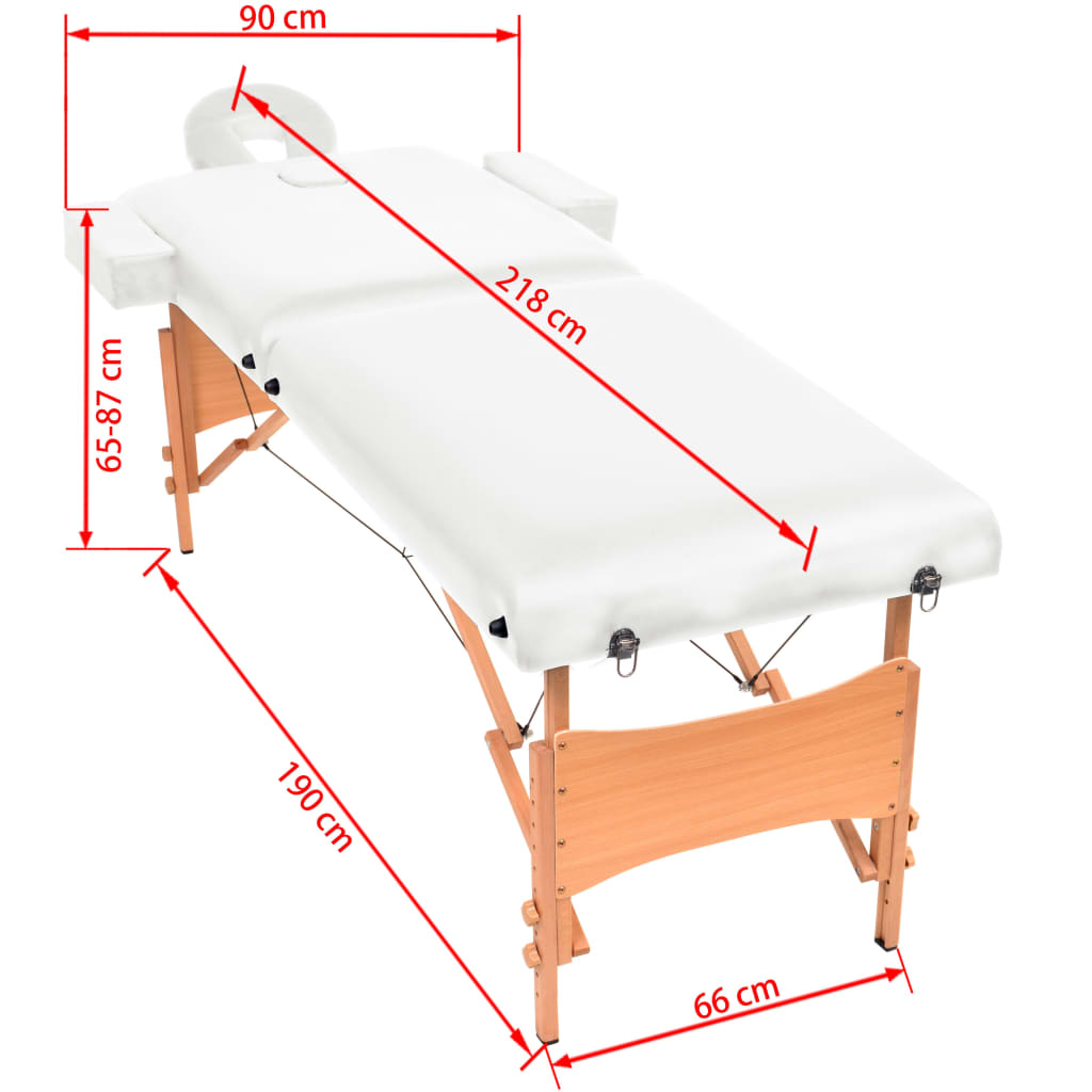 vidaXL Skládací masážní stůl 2 zóny tloušťka 10 cm bílý