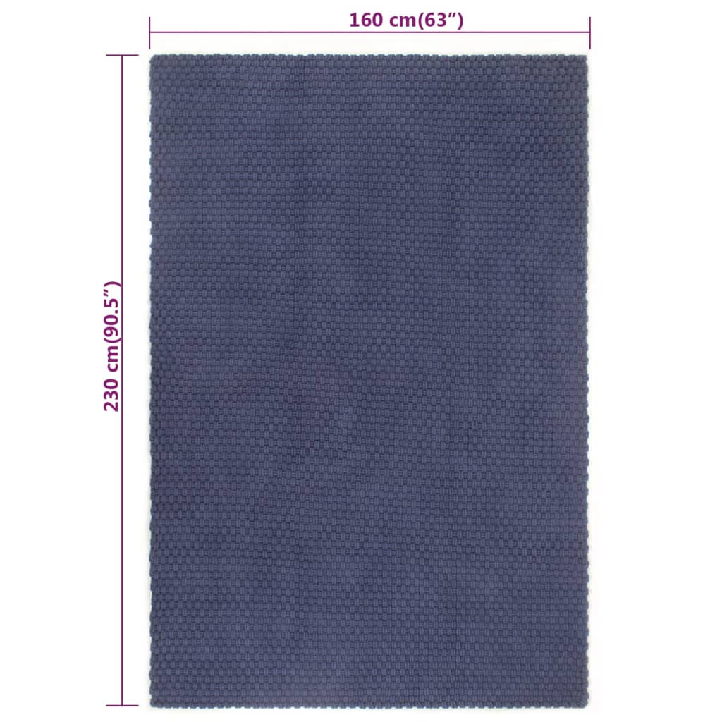 vidaXL Koberec obdélníkový námořnická modrá 160x230 cm bavlna