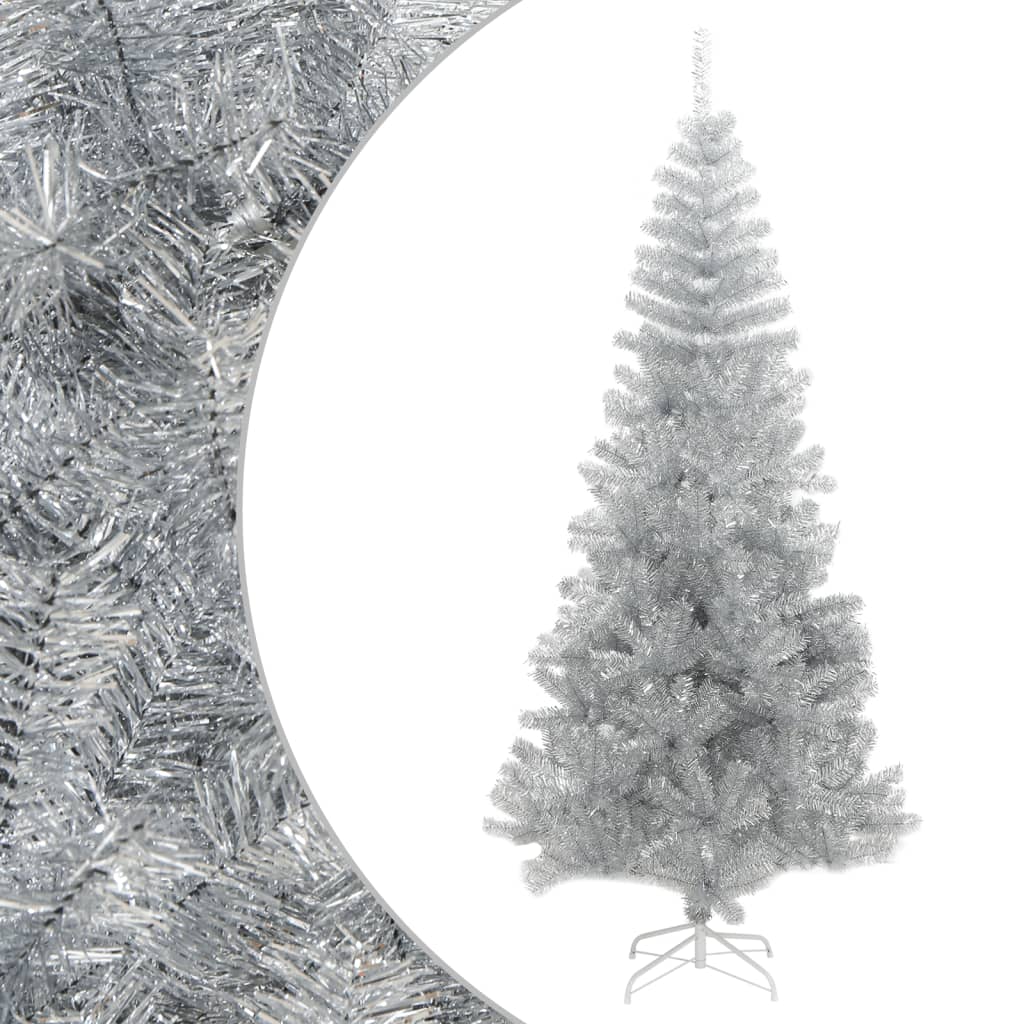 vidaXL Umělý vánoční stromek se stojanem stříbrný 180 cm PET