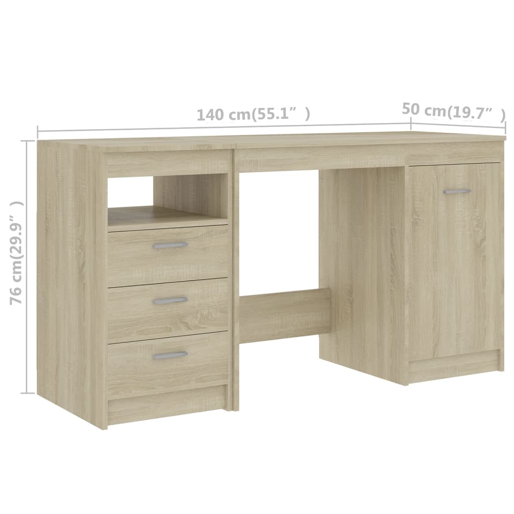 vidaXL Psací stůl dub sonoma 140 x 50 x 76 cm kompozitní dřevo
