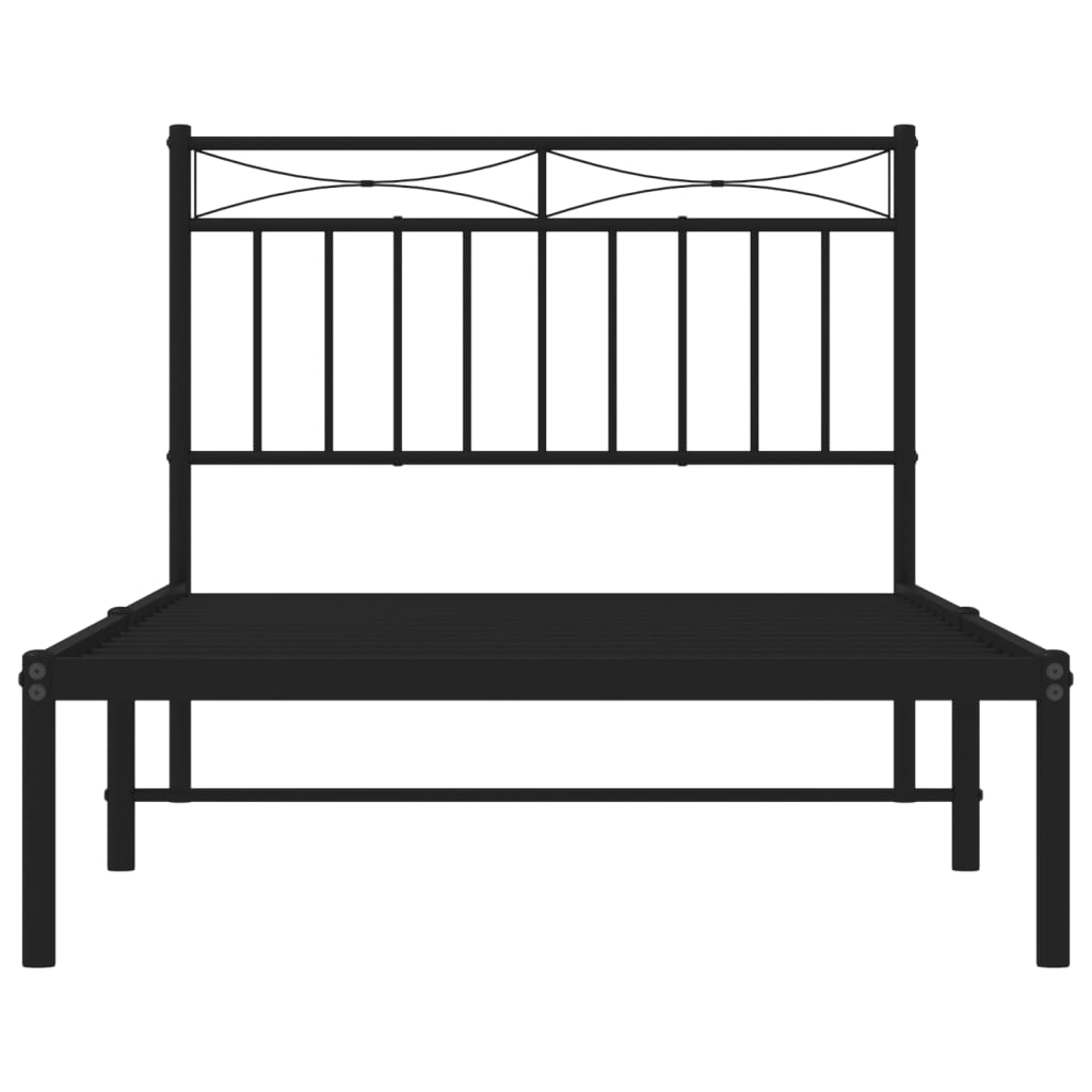 vidaXL Kovový rám postele s čelem černý 100 x 190 cm