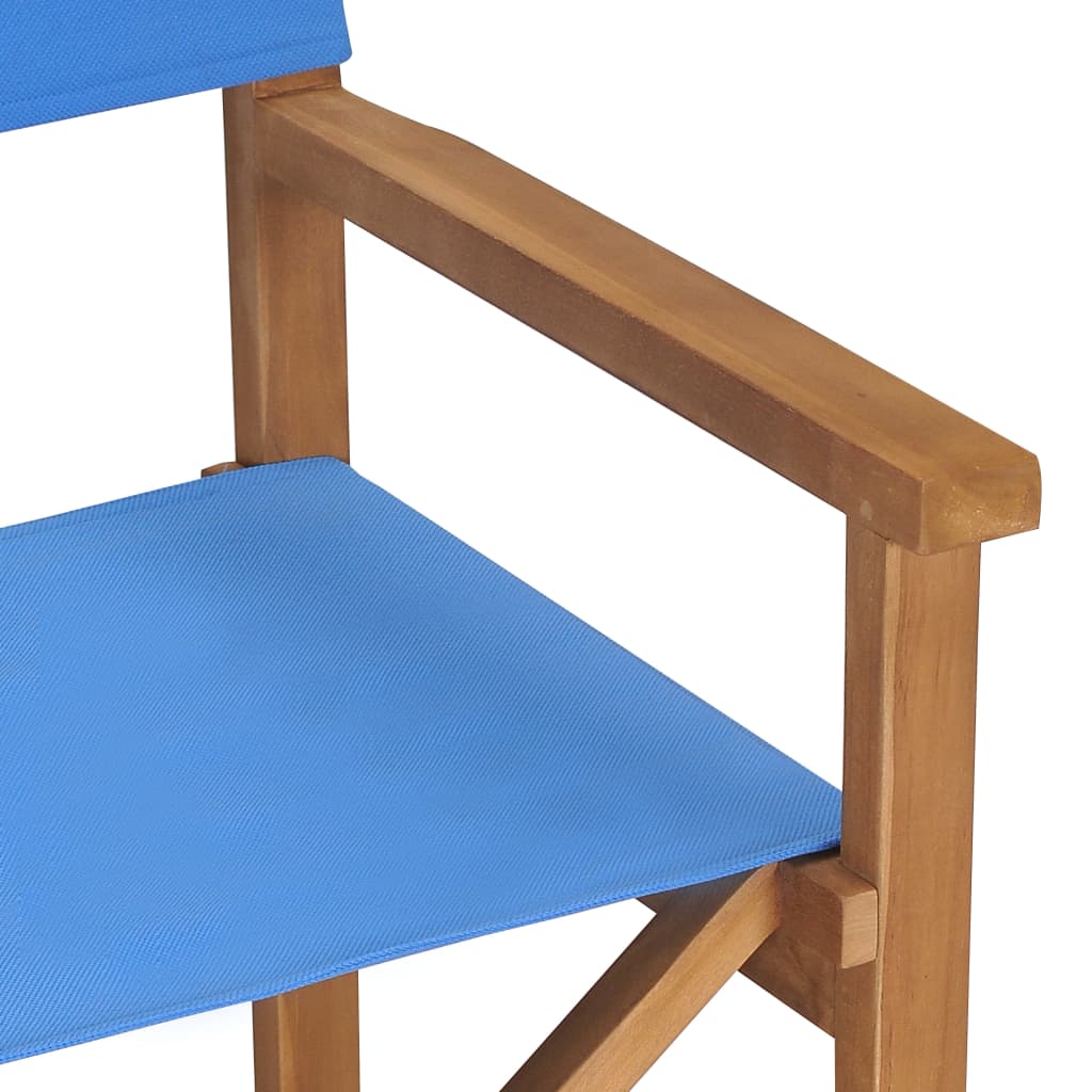 vidaXL Režisérská židle masivní teakové dřevo modrá