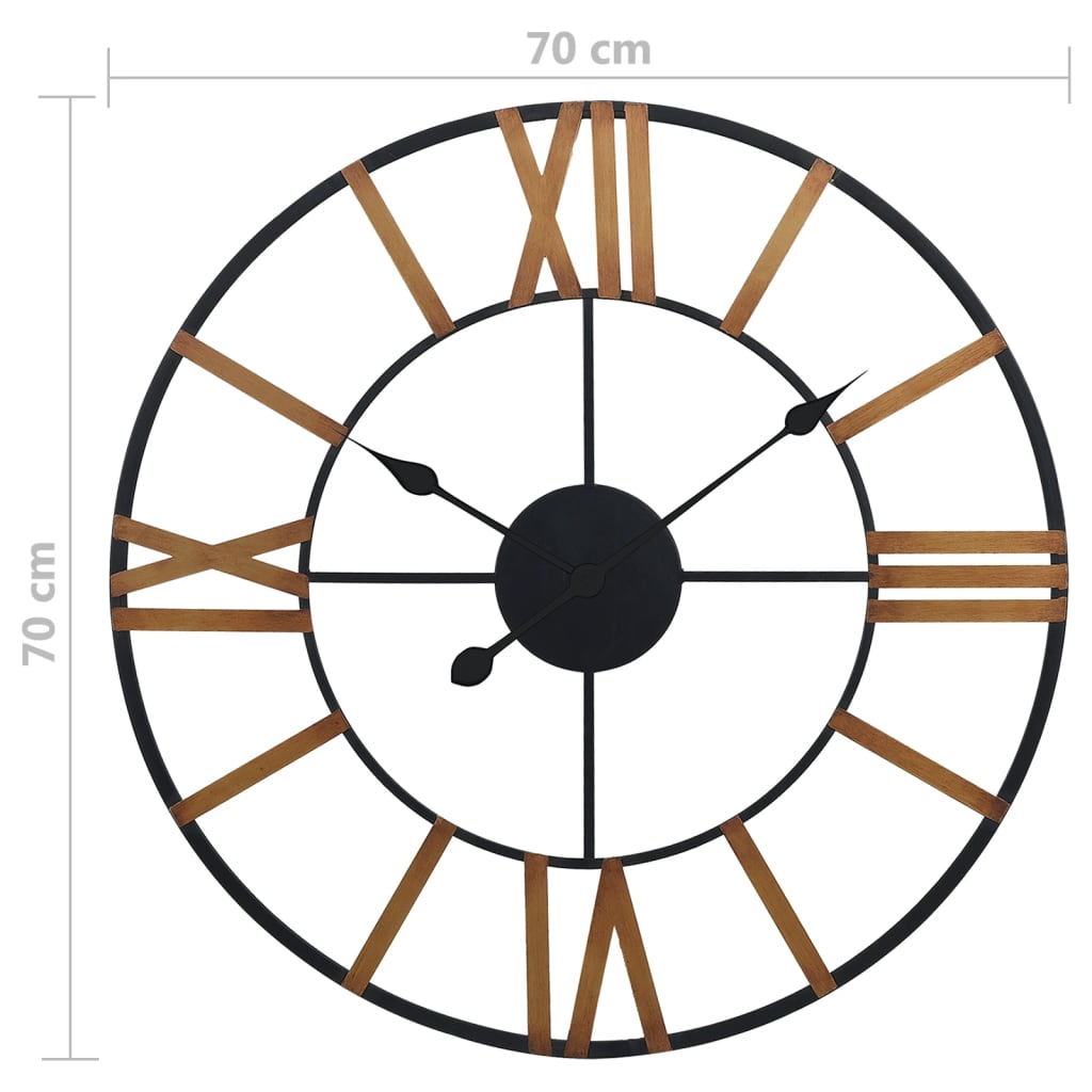 vidaXL Nástěnné hodiny zlatočerné 70 cm kov