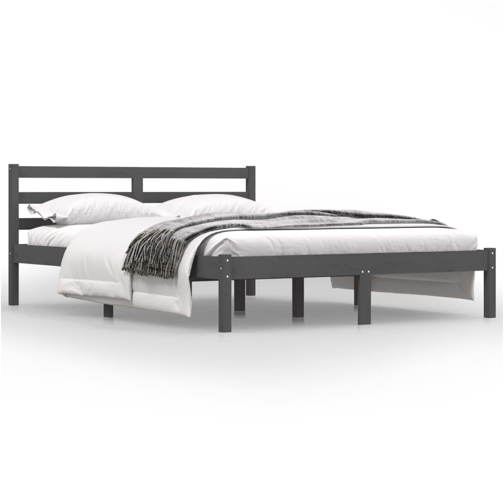 vidaXL Rám postele masivní borovice 120 x 190 cm šedý Small Double
