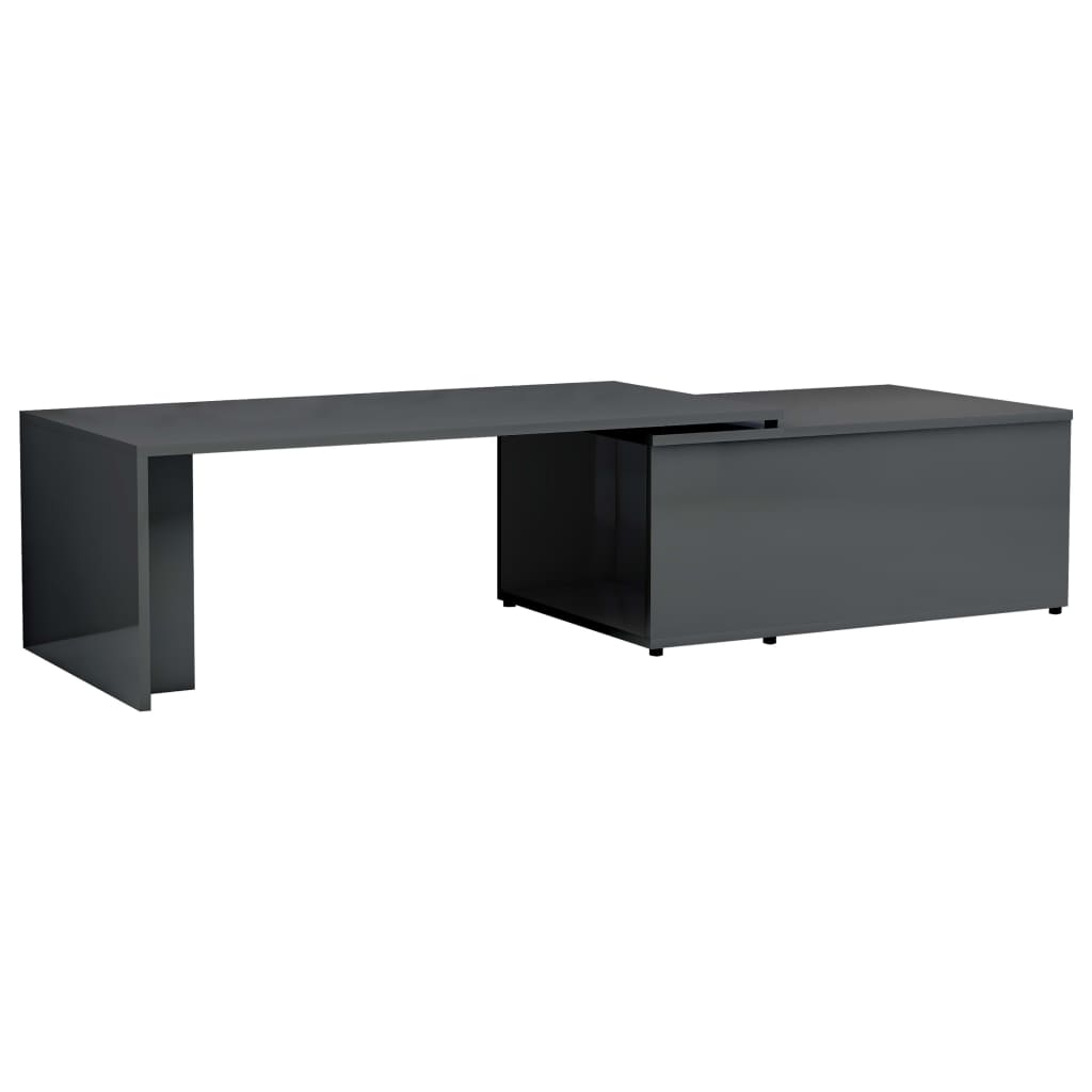 vidaXL Konferenční stolek šedý vysoký lesk 150x50x35 cm dřevotříska