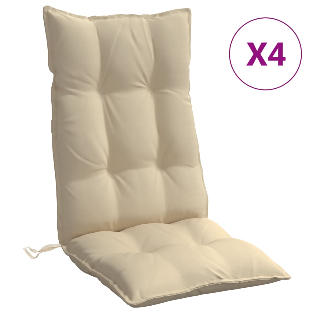 vidaXL Podušky na židli s vysokým opěradlem 4 ks béžové látka oxford
