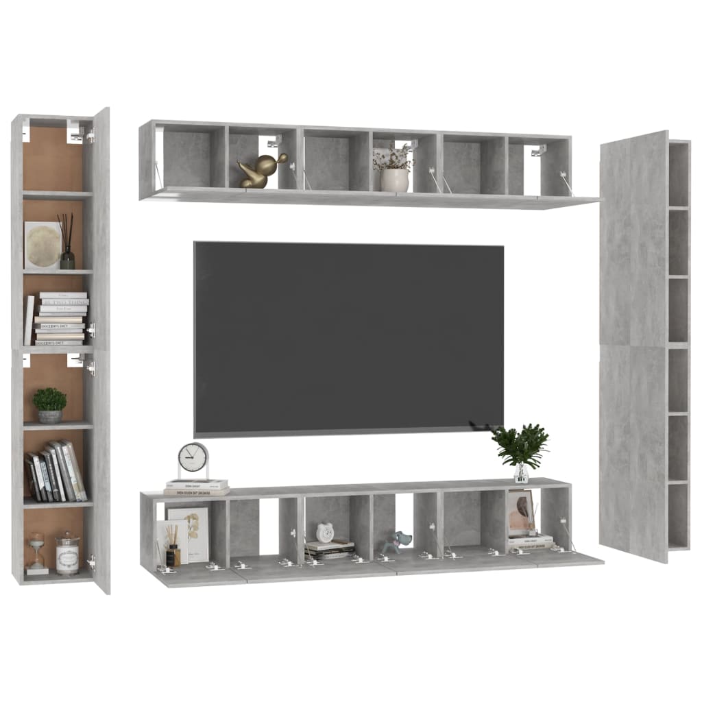 vidaXL 10dílný set TV skříněk betonově šedý kompozitní dřevo