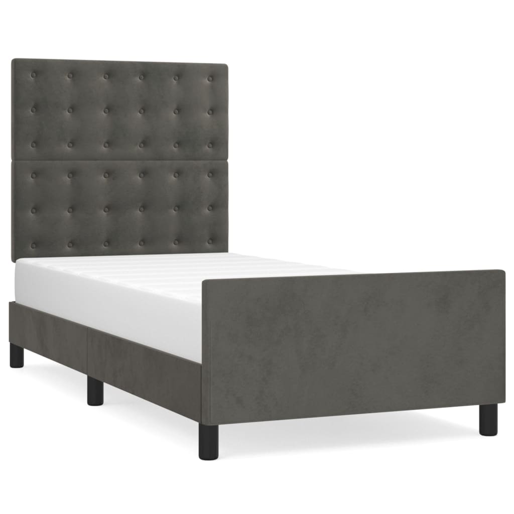 vidaXL Rám postele s čelem tmavě šedý 100x200 cm samet
