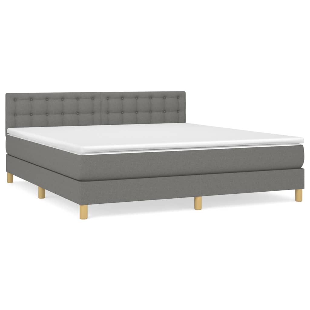 vidaXL Box spring postel s matrací tmavě šedá 160x200 cm textil
