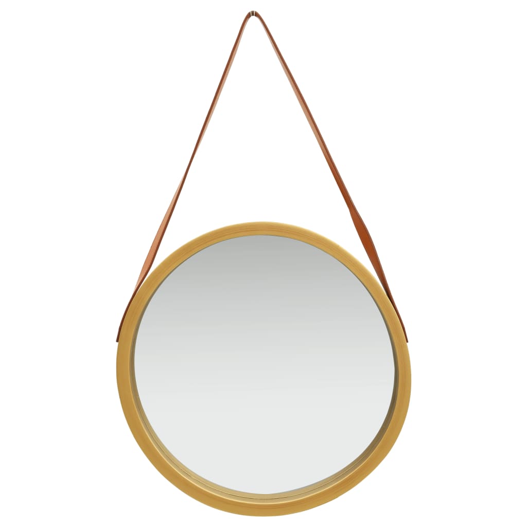 vidaXL Nástěnné zrcadlo s popruhem 50 cm zlaté