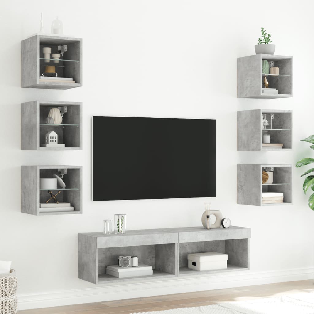 vidaXL 8dílná obývací stěna s LED betonově šedá kompozitní dřevo
