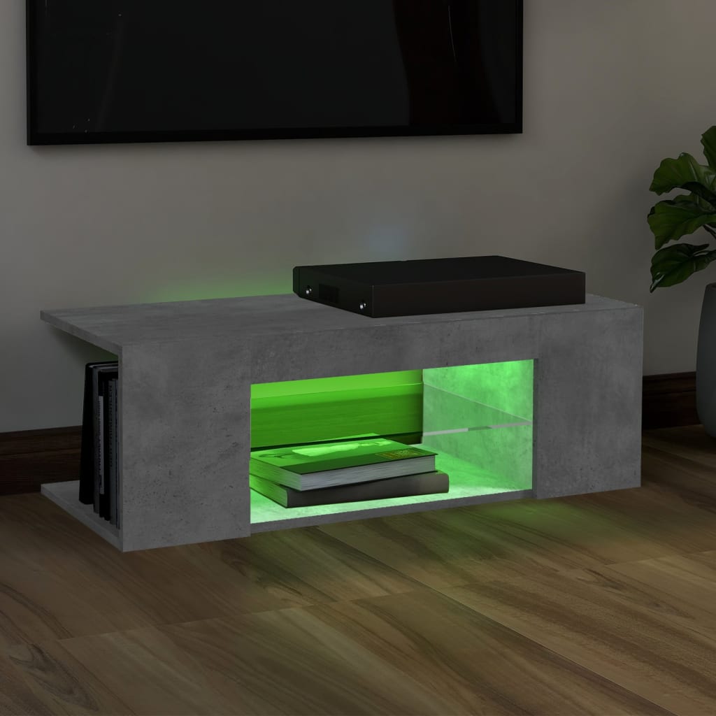 vidaXL TV skříňka s LED osvětlením betonově šedá 90 x 39 x 30 cm