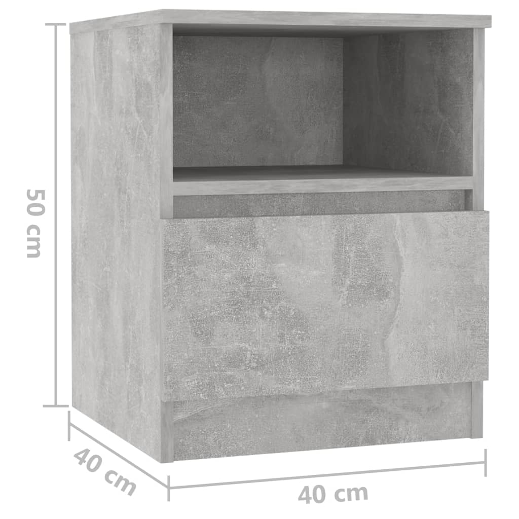 vidaXL Noční stolky 2 ks betonově šedé 40 x 40 x 50 cm dřevotříska