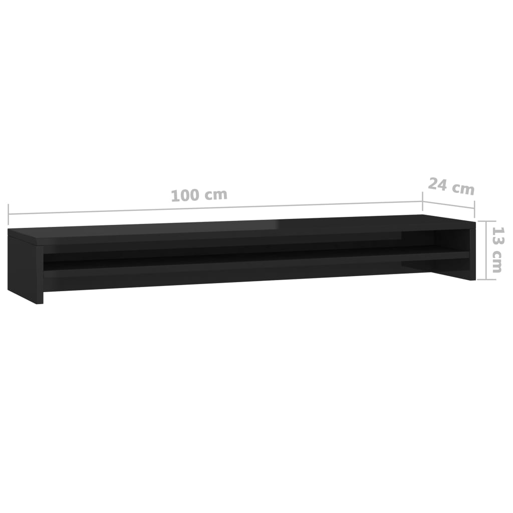 vidaXL Stojan na monitor černý vysoký lesk 100x24x13 cm dřevotříska