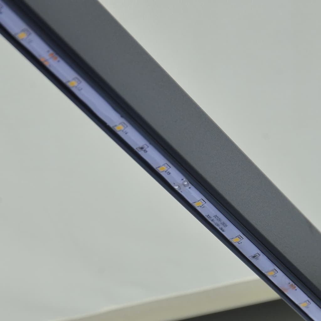 vidaXL Zatahovací markýza senzor větru a LED světlo 300x250 cm krémová