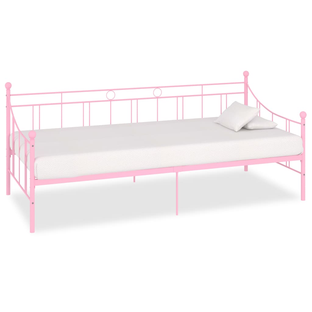 vidaXL Rám denní postele růžový kov 90 x 200 cm