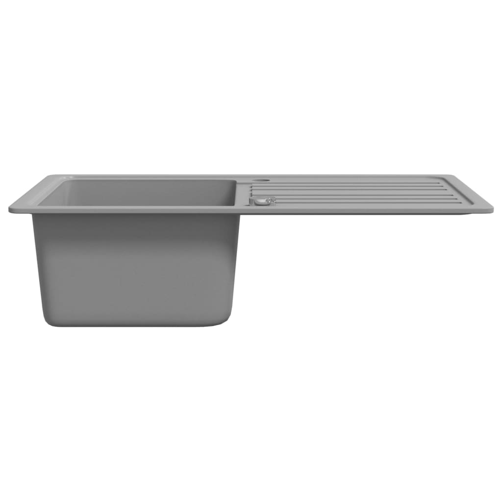 Žulový kuchyňský dřez single s odkapávačem reverzibilní šedý