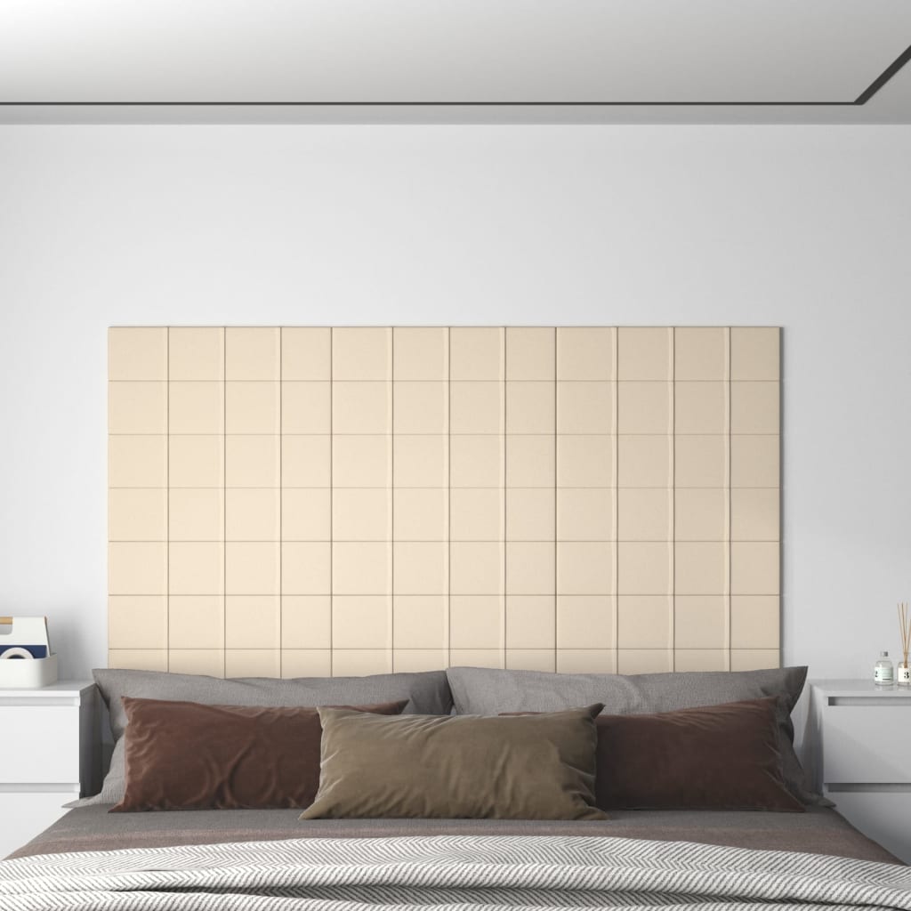 vidaXL Nástěnné panely 12 ks krémové 60 x 15 cm samet 1,08 m²