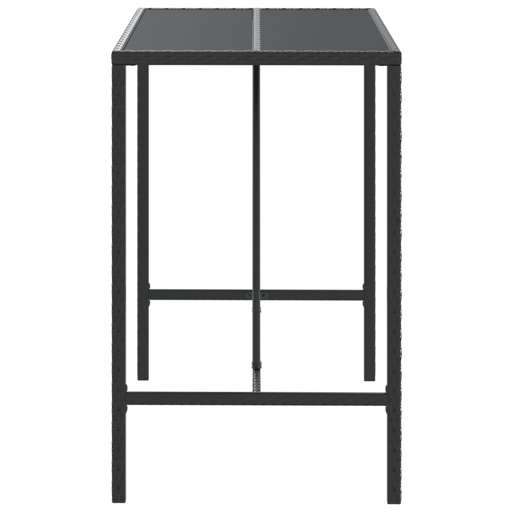 vidaXL Barový stůl se skleněnou deskou černý 110x70x110 cm polyratan