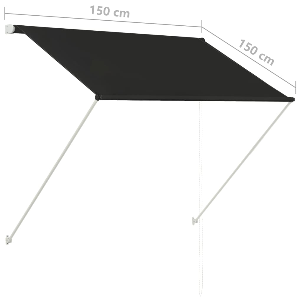 vidaXL Zatahovací markýza antracitová 150 x 150 cm