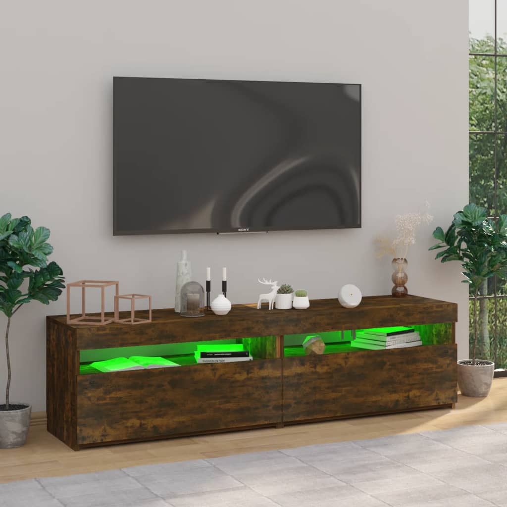 vidaXL TV skříňky s LED osvětlením 2 ks kouřový dub 75 x 35 x 40 cm