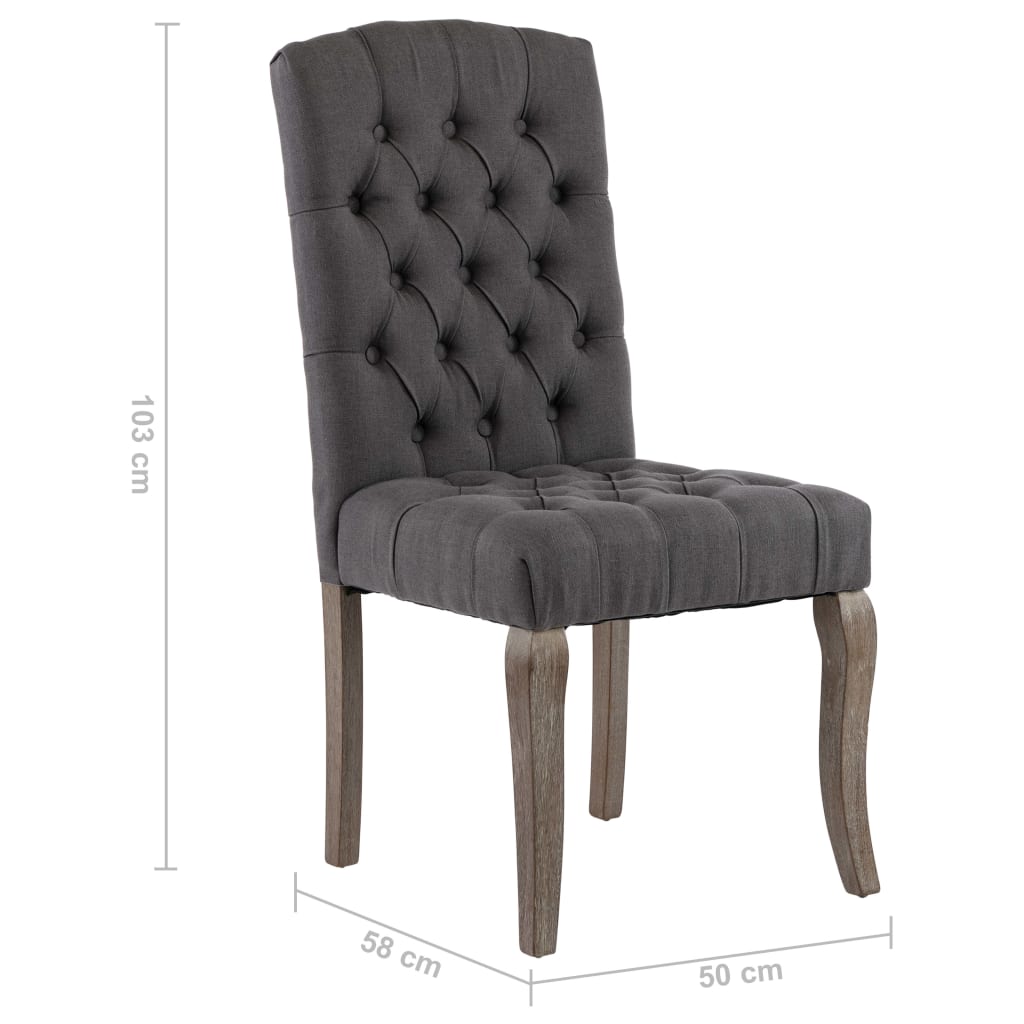 vidaXL Jídelní židle 2 ks šedé se vzhledem lnu textil