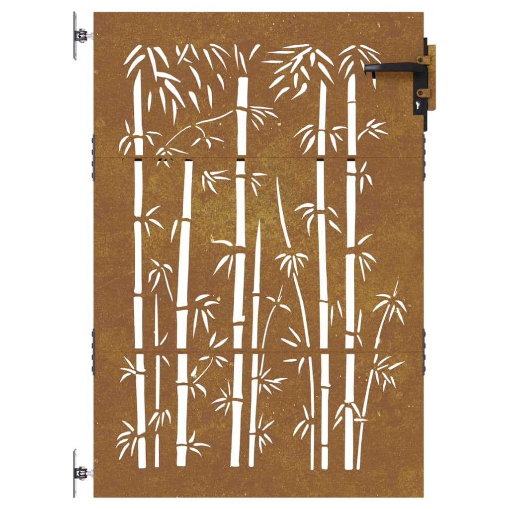 vidaXL Zahradní branka 85 x 150 cm cortenová ocel Bambus
