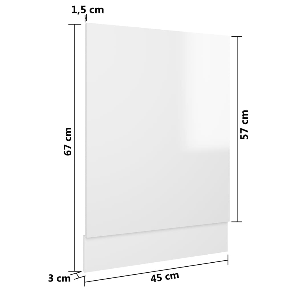 vidaXL Panel na myčku bílý vysoký lesk 45 x 3 x 67 cm dřevotříska