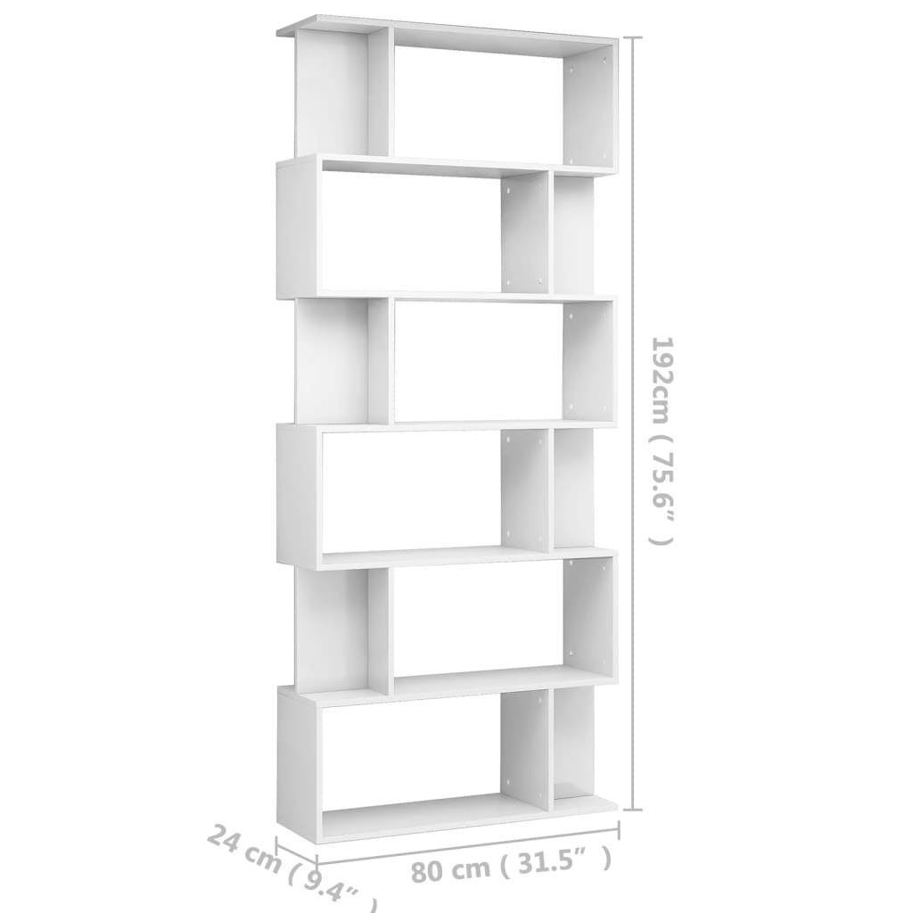 vidaXL Knihovna/zástěna bílá vysoký lesk 80 x 24 x 192 cm