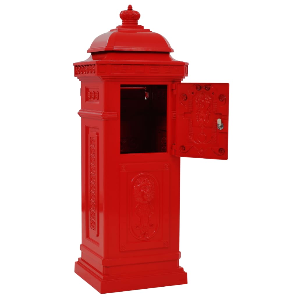 vidaXL Sloupová poštovní schránka ve vintage stylu rezuvzdorná červená