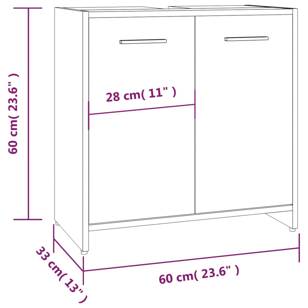 vidaXL Koupelnová skříňka kouřový dub 60x33x60 cm kompozitní dřevo