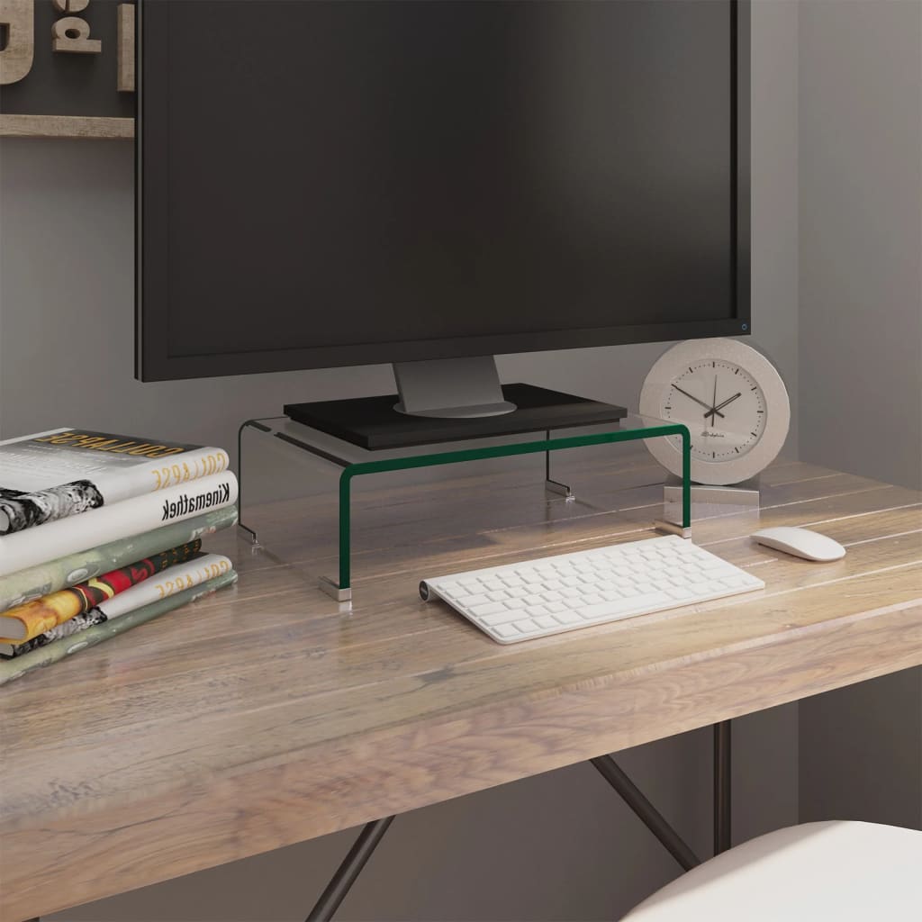 vidaXL TV stolek / podstavec na monitor čiré sklo 40x25x11 cm