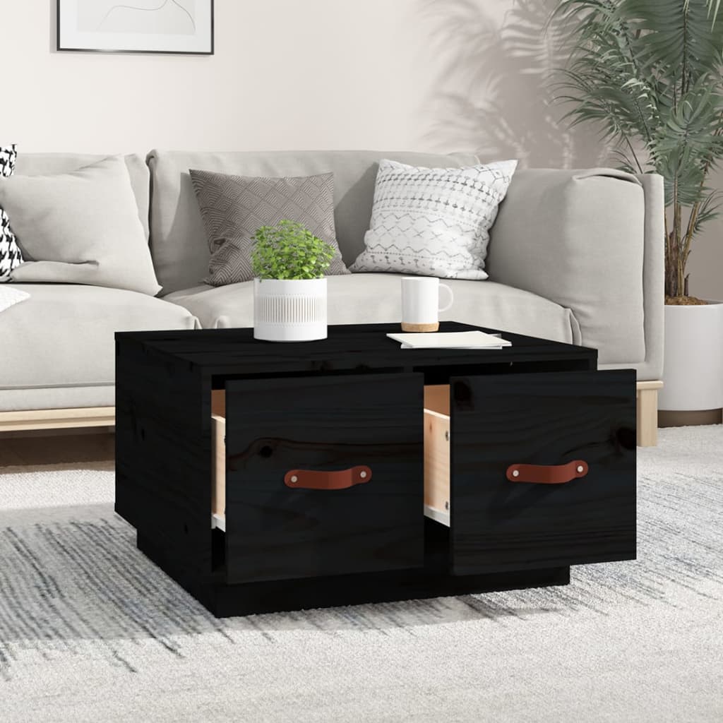 vidaXL Konferenční stolek černý 60x53x35 cm masivní borové dřevo