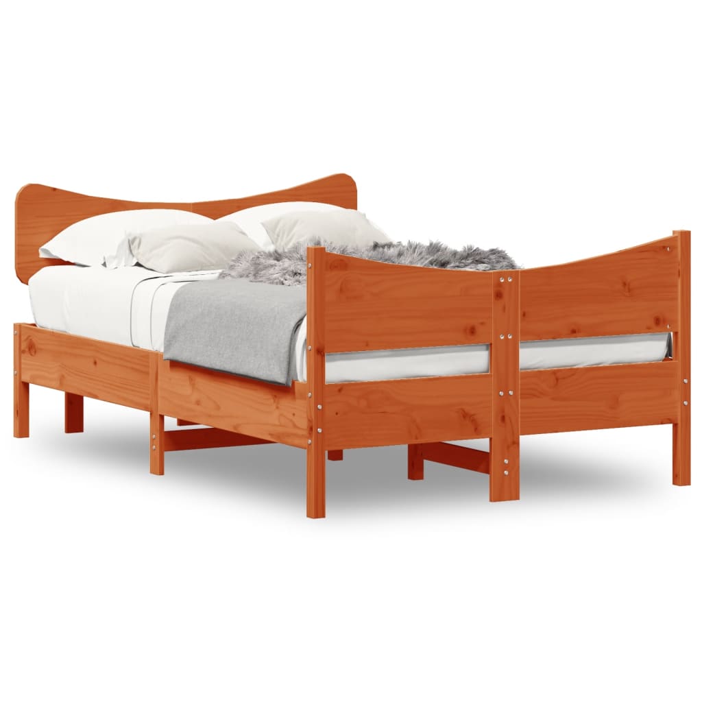 vidaXL Rám postele s čelem voskově hnědý 120 x 190 cm masivní borovice