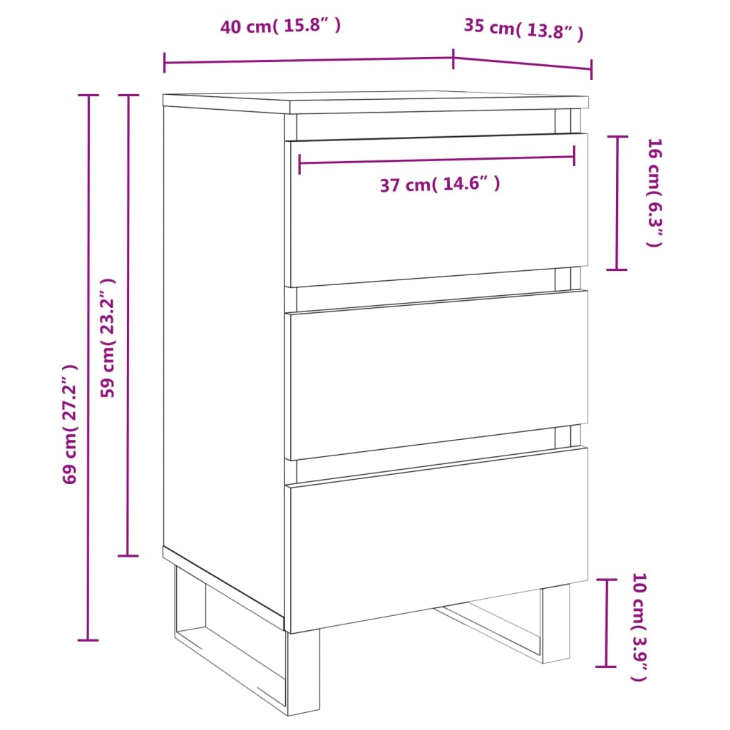vidaXL Noční stolek bílý s vysokým leskem 40x35x69 cm kompozitní dřevo