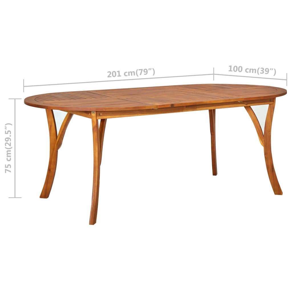vidaXL Zahradní stůl 201 x 100 x 75 cm masivní akáciové dřevo