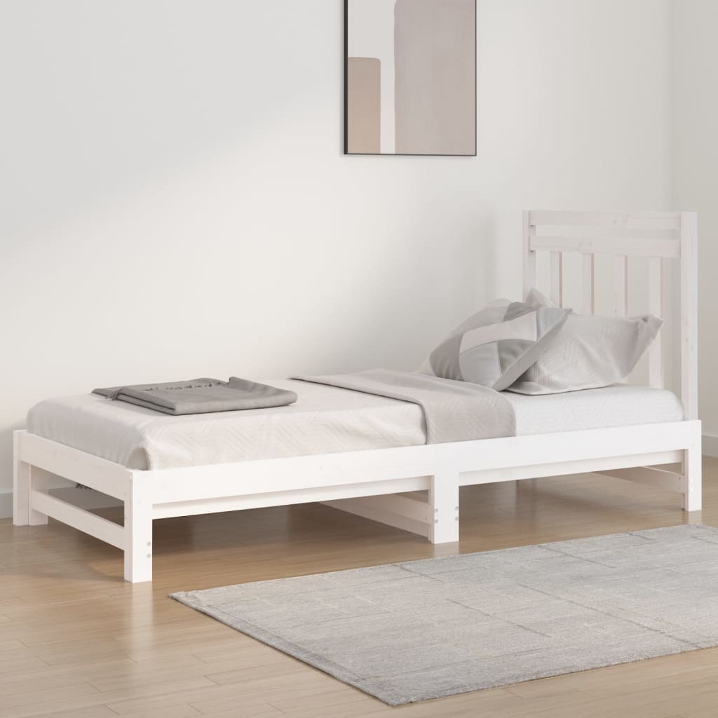 vidaXL Výsuvná postel bílá 2x (90 x 200) cm masivní borovice