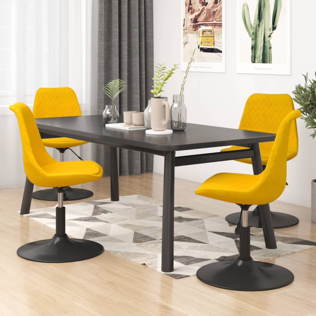 vidaXL Otočné jídelní židle 4 ks žluté samet