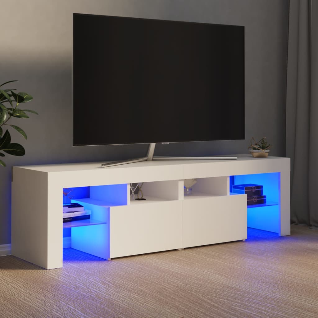 vidaXL TV skříňka s LED osvětlením bílá 140 x 36,5 x 40 cm