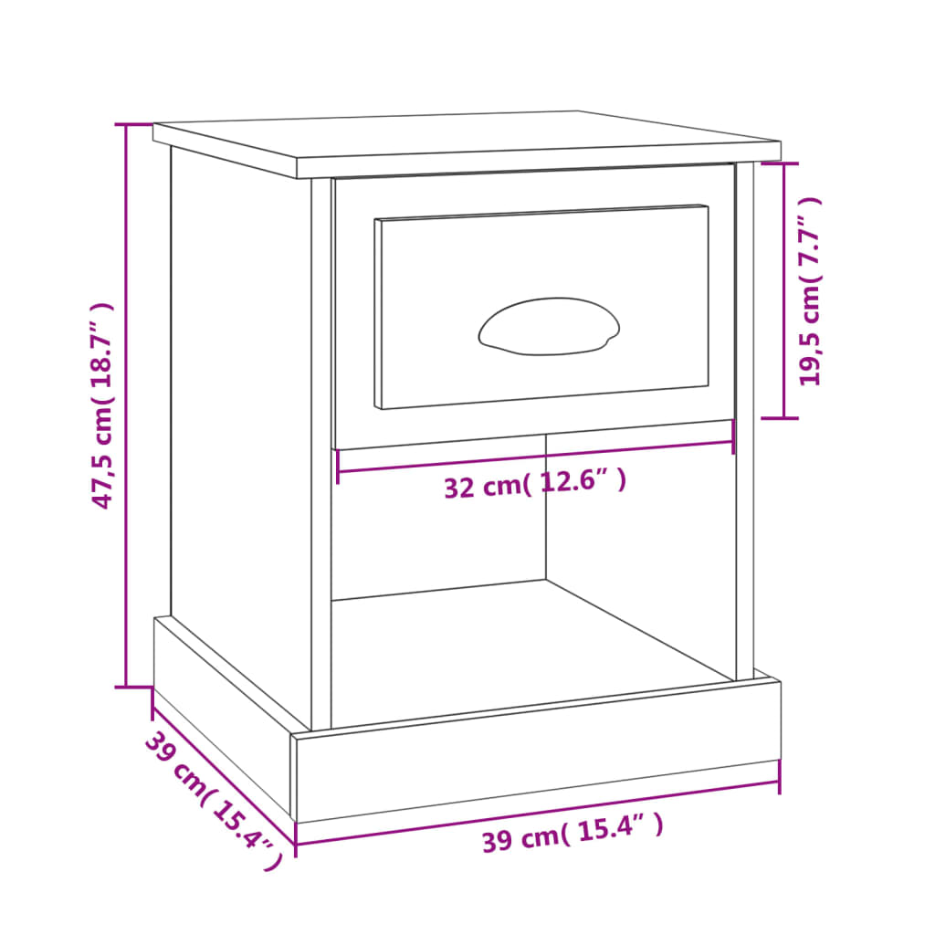 vidaXL Noční stolek bílý 39 x 39 x 47,5 cm kompozitní dřevo