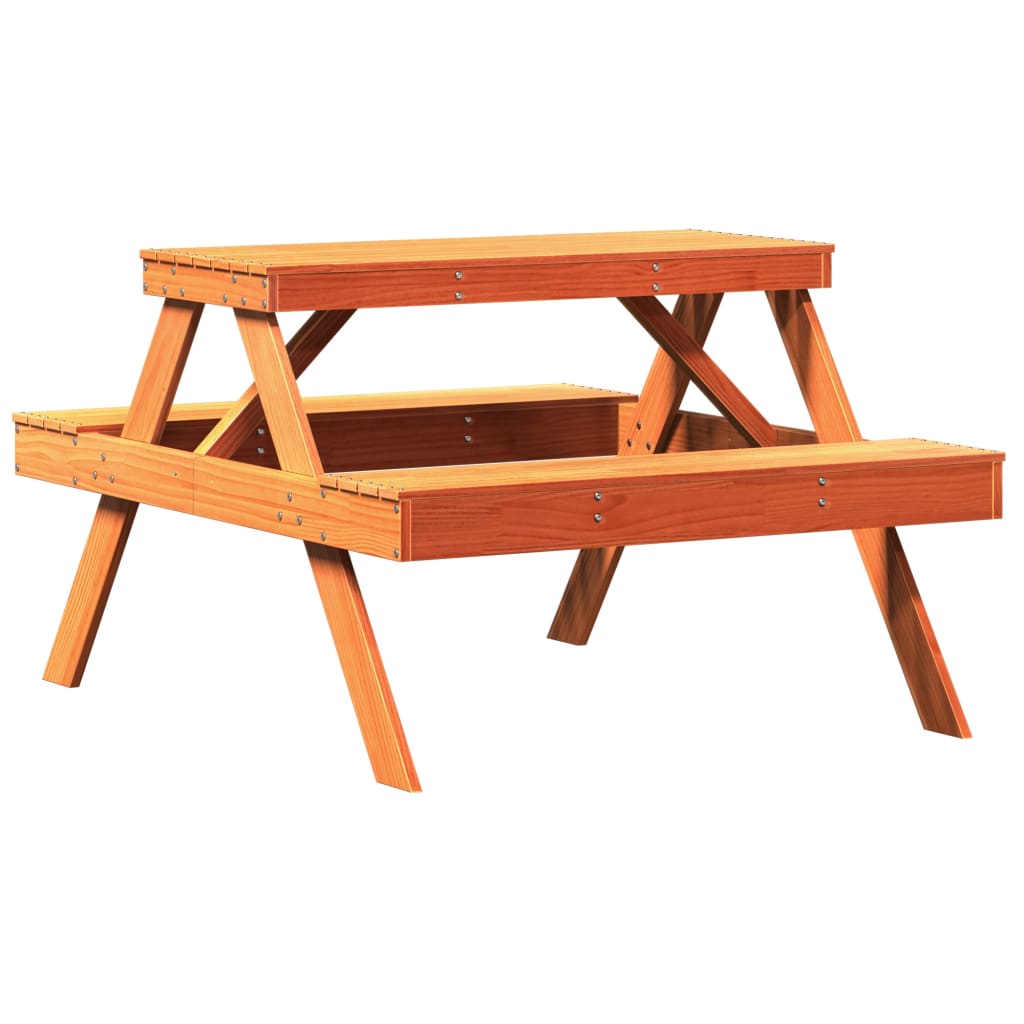 vidaXL Piknikový stůl voskově hnědý 105x134x75 cm masivní borové dřevo