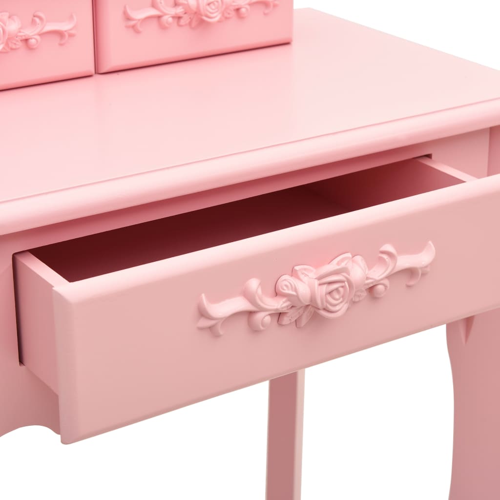 vidaXL Toaletní stolek se stoličkou růžový 50 x 59 x 136 cm pavlovnia