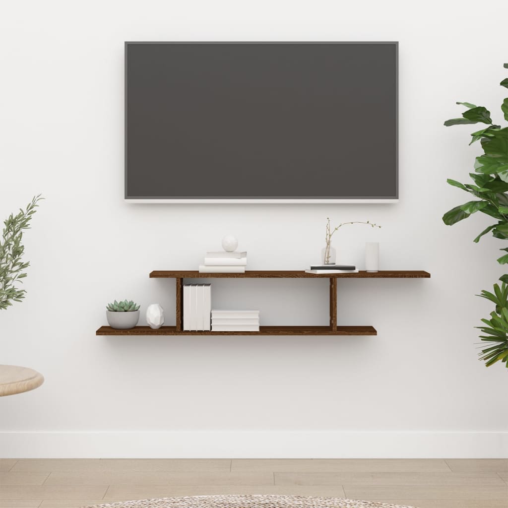 vidaXL Nástěnná TV police hnědý dub 125 x 18 x 23 cm kompozitní dřevo
